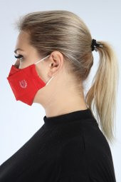Pianoluce Yıkanabilir 3 Katlı Pamuklu 5 lı Maske Kırmızı P10012 - 3