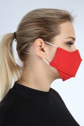 Pianoluce Yıkanabilir 3 Katlı Pamuklu 5 lı Maske Kırmızı P10012 - 4