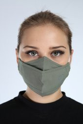 Pianoluce Yıkanabilir 3 Katlı Pamuklu Maske Haki P10002 - 2
