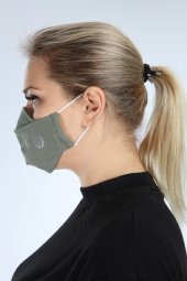 Pianoluce Yıkanabilir 3 Katlı Pamuklu Maske Haki P10002 - 3