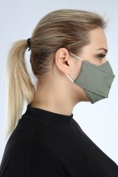 Pianoluce Yıkanabilir 3 Katlı Pamuklu Maske Haki P10002 - 4