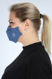 Pianoluce Yıkanabilir 3 Katlı Pamuklu Maske İndigo P10002 - 3