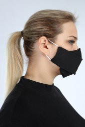 Pianoluce Yıkanabilir 3 Katlı Pamuklu Maske Siyah P10002 - 3