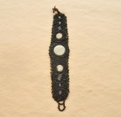 Hdmarketim Deri Üzerine El İşlemeli Sedef Boncuk Bileklik Siyah - 2