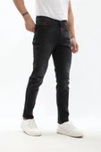 Erkek Yama Detaylı Kırmızı Nakış Likralı Jean Pantolon - 6