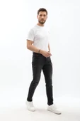 Erkek Yama Detaylı Kırmızı Nakış Likralı Jean Pantolon - 2