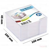 MASAÜSTÜ KÜP BLOK NOT KAĞIDI ŞEFFAF PLASTİK KUTULU 9X9 10X10 BÜYÜ - 5
