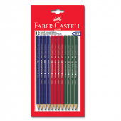 FABR-CASTELL 12 KÖŞELİ KURŞUN KALEM ( KIRMIZI-MAVİ-YEŞİL ) - 1