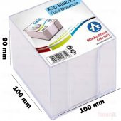 MASAÜSTÜ DEV KÜP BLOK NOT KAĞIDI ŞEFFAF PLASTİK KUTULU 10x10x9 cm thumbnail 1