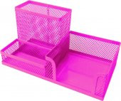 GIPTA METAL FİLE PEMBE 3LÜ MASA KALEMLİK SETİ - 1