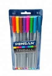 PENSAN TRIBALL BALLPOINT PEN 1.0MM 8Lİ TÜKENMEZ KALEM - 1