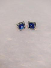 Hdmarketim Nazar boncuklu Swarovski Taşlı Bijuteri Kare Küpe - 2