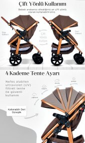 Baby Home 935 Travel Sistem Bebek Arabası 505 Maya Anne Yanı Sepet Beşik Yenidoğan 7in1 Set - 7