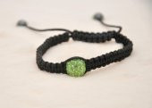 Hdmarketim Yeşil Swarovski Taşlı Ayarlanabilir Örgü Siyah İp Bileklik thumbnail 2