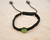 Hdmarketim Yeşil Swarovski Taşlı Ayarlanabilir Örgü Siyah İp Bileklik thumbnail 3