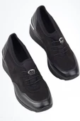 Dolgu Tabanlı Esnek Siyah Spor Ayakkabı Sneaker - Stonestar - 2