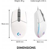 Logitech G102 Lightsync Rgb Kablolu Oyuncu Mouse Beyaz 910-005824 - 5