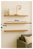 yankı-byeg 50 Cm Üçlü Safir Meşe Mdf Uçan Duvar Rafı Gizli Bağlantı Kitaplık thumbnail 2