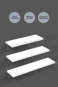 yankı-byeg 40 Cm 50 Cm 60 Cm Üçlü Beyaz Mdf Uçan Duvar Rafı Gizli Bağlantı Kitaplık thumbnail 2