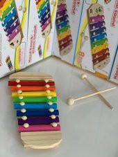 Hamaha Büyük Boy Ahşap Ksilofon 8 Nota 8 Ton 25 cm 8 Tuşlu Sesli Selefon Oyuncak - 1