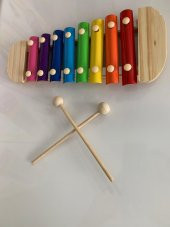 Hamaha Büyük Boy Ahşap Ksilofon 8 Nota 8 Ton 25 cm 8 Tuşlu Sesli Selefon Oyuncak - 2