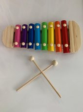 Hamaha Büyük Boy Ahşap Ksilofon 8 Nota 8 Ton 25 cm 8 Tuşlu Sesli Selefon Oyuncak - 5