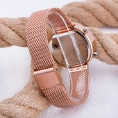 Zarif Şık Kesme Cam Rose Renk Kadın Kol Saati ST-303826 - 3