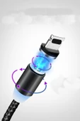 3in1 Manyetik Şarj Kablosu – Micro USB, Type-C, Lightning Uyumlu, Değiştirilebilir Uçlu Data Kablosu - 4