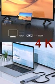Alüminyum Type-C Çok Fonksiyonlu Dock Station – 8in1 HDMI 4K, USB 3.0, Hızlı Şarj Destekli Hub Adaptör - 3