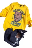 Erkek Çocuk Digital Ayı ve Mountain Yazı Baskılı Sarı Eşofman Takım thumbnail 4