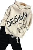 Erkek Çocuk Çift Baskılı Respect Design Yazı Şardonlu Siyah Alt Eşofman Takım - 4