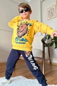 Erkek Çocuk Digital Ayı ve Mountain Yazı Baskılı Sarı Eşofman Takım thumbnail 1