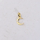 14 Ayar Altın Taşlı Ay Kolye Ucu 0,50 gr thumbnail 2