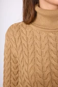 Peraluna Scarlett Saç Örgülü Krop Kesim Kadın Triko Kazak - Camel thumbnail 6