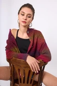 Peraluna Anabella Bol Kesim Kadın Triko Hırka - Bordo Melanj - 8