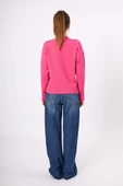 Peraluna Lorna Boncuk İşlemeli Kadın Triko Kazak - Fuşya - 7