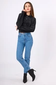 Peraluna Lucy Krop Kesim Polo Yaka Kadın Triko Bluz - Siyah - 6