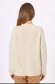 Peraluna Nikita Selanik Örgü Rahat Kesim Kadin Triko Kazak - Ekru - 8