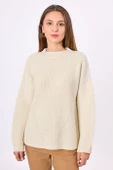 Peraluna Nikita Selanik Örgü Rahat Kesim Kadin Triko Kazak - Ekru - 2