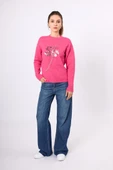 Peraluna Lorna Boncuk İşlemeli Kadın Triko Kazak - Fuşya - 1