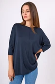 Peraluna Helion Bol Kesim Kadin Triko Kazak - Lacivert thumbnail 6