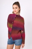 Peraluna Anabella Bol Kesim Kadın Triko Hırka - Bordo Melanj thumbnail 7
