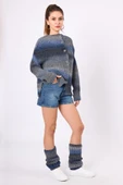 Peraluna Anabella Bol Kesim Kadın Triko Hırka - İndigo Melanj - 7