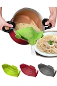 Klipsli Silikon Tava Tencere Makarna Noodle Süzgeç Esnek Pratik Mandallı Makarna Süzgeç - 1