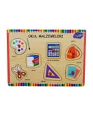 Playwood Ahşap Tutmalı Okul Malzemeleri Puzzle ONY196/197 - 1