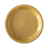 Kullan At Altın Renkli Parti Davet Plastik Tabak - 22 Cm. - 25 Adetlik 3 Paket thumbnail 3