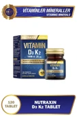 Nutraxin D3K2 120 Tablet - 1000 IU D3 vitamini, 25 mcg K2 vitamini - 1