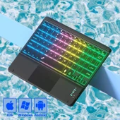 TriLine 9.7” RGB Renkli Aydınlatmalı İngilizce Bluetooth Klavye 24.5X17.5 cm İnce Slim Şarj Edilebilir - 1