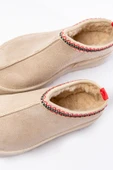 Bej Süet İçi Kürklü Kışlık Kapalı Burun Kadın Günlük Terlik thumbnail 4