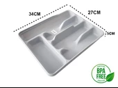 Moonstar Çekmece İçi Kaşıklık 5Gözlü Çatal Bıçak Organızer 34X27CM-KŞ-172-GRİ - 3